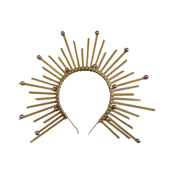 Green Maxbell Halo Crown Headpiece Goddess Headband for Bridal Wedding Stage Performance Round Ball Reliable