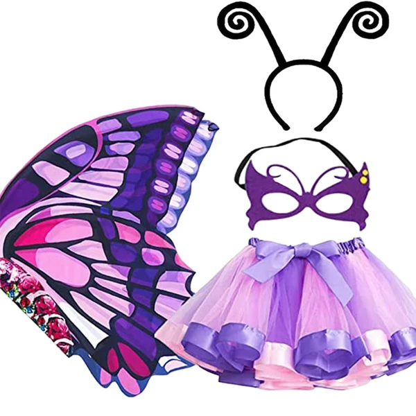 Eco-Friendly Maxbell 4Pcs Girls Fairy Costume Set Butterfly Wing for Stage Performance Carnival Style B Original Design
