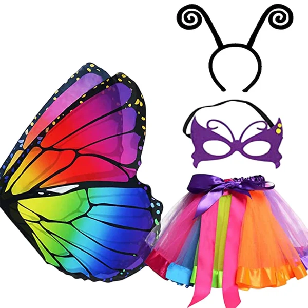 Original Design Maxbell 4Pcs Girls Fairy Costume Set Butterfly Wing for Stage Performance Carnival Style A Healthy
