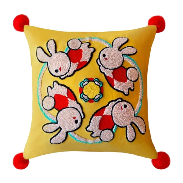 Effective Maxbell Chinese New Year Rabbit Pillow Cover for Spring Festival Decoration Style E Carefully Designed