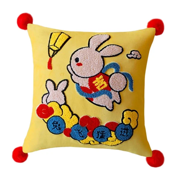 Proven Maxbell Chinese New Year Rabbit Pillow Cover for Spring Festival Decoration Style B Efficient