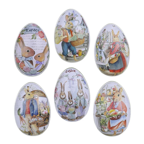 Fashionable Maxbell 6Pcs Metal Easter Egg Candy Tin Bunny Rabbit Eggshell for Home Decoration Trusted