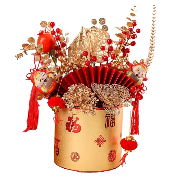 Versatile Maxbell Simulation Red Berries Flowerpot Feng Shui Decoration Lightweight Decorative Style C World-Class