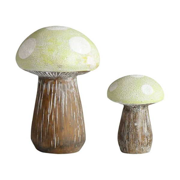 Consistent Maxbell 2x Lovely Mushroom Statue Garden Ornament Decoration Indoor Home Patio Green Responsible