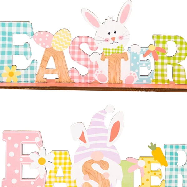 Recyclable Maxbell Maxbell 2Pcs Happy Easter Decorations Table Signs for Mantle Holiday Dining Room Natural