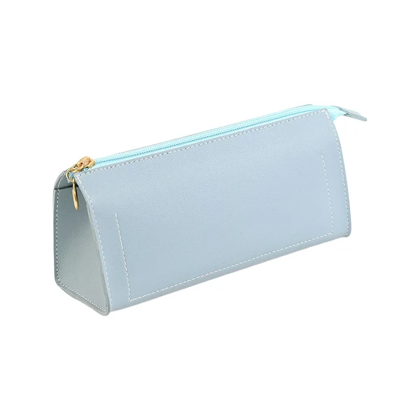 Fast Maxbell PU Leather Pencil Pouches Office Stuff Portable for Pen Home Toiletries Blue Outstanding