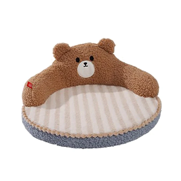 Original Design Maxbell Cute Pet Sofa Warm Cushion with 22cm Backrest for Cat Small Dogs Washable Bear Soft