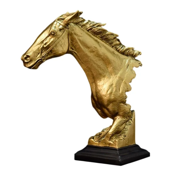 High-Performance Maxbell Horse Head Statue Gifts Crafts Resin for TV Cabinet Office Desktop Ornament Aureate Premium