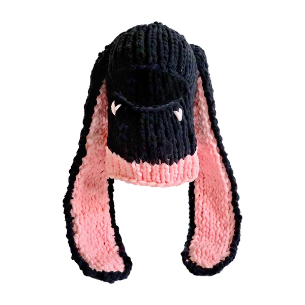 Luxury Maxbell Winter Knitted Hat Thermal Face Cover Ear Protection Rabbit Ear Beanie Hats Pink Original Design
