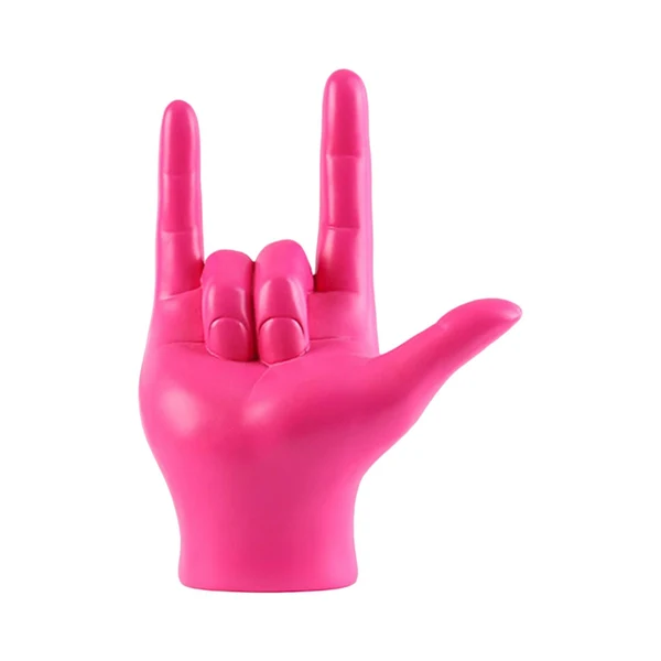 Flexible Maxbell Love You Finger Gesture Statue Figurine Rock Hand Sculpture for Cabinet Pink Original Design