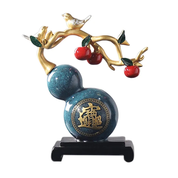 Eco-Friendly Maxbell Feng Shui Gourd Statue Crafts for Furnishing Interior Table Decoration Blue Superior