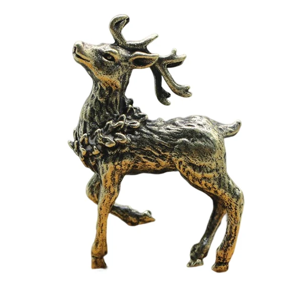 Environmentally Friendly Maxbell Brass Reindeer Statue Sculpture Ornament for Living Room Desk Bookshelf 1pc Style B High-Grade