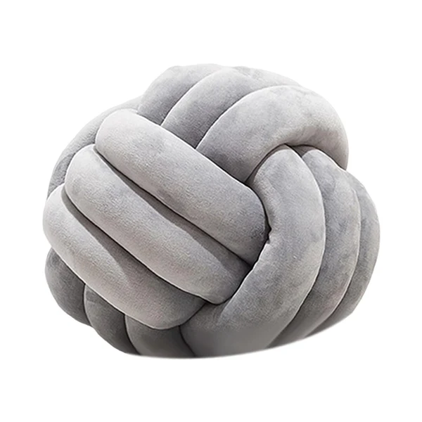 Certified Maxbell Round Knot Ball Pillow Round Photography Props for Home Decoration 22cm Light Gray Smart