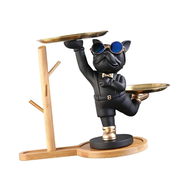 Exceptional Maxbell Dog Statue Storage Tray Display Ornament for Entrance Restaurant Decor Black Modern