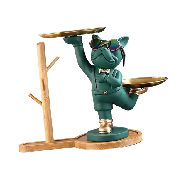 Practical Maxbell Dog Statue Storage Tray Display Ornament for Entrance Restaurant Decor Green Proven
