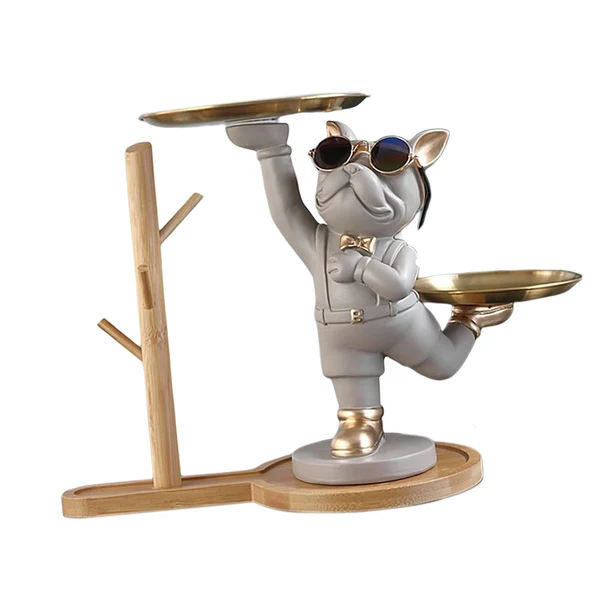 Flexible Maxbell Dog Statue Storage Tray Display Ornament for Entrance Restaurant Decor Beige Casual