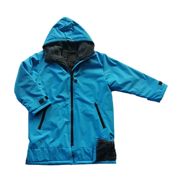 Environmentally Friendly Maxbell Hooded Kids Changing Robe Jacket Suit Outwear Warm Rain Coat Surf Swim Parka Blue Gray Enhanced