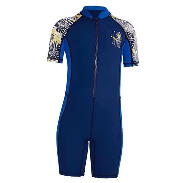 Premium Material Maxbell Wetsuit Swimsuit Swimming Snorkeling Child Short Sleeve Boys Girls Surfing Blue and M Powerful