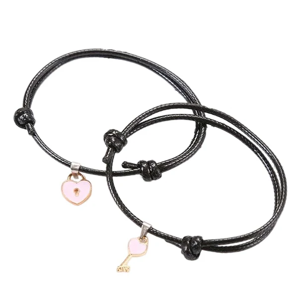 Fine Crafted Maxbell Heart Decor Matching Bracelets Set for Women Men Delicate Accessory Pink Smooth