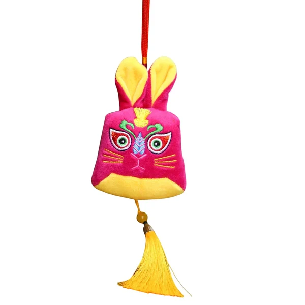 Casual Maxbell Rabbit Ornament Plush Hanging Festival Stuffed Pendant for car Pink Natural