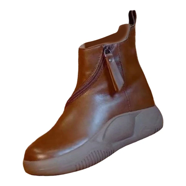 Official Maxbell Comfortable Short Boots Women Shoes Ankle Boots with Zipper for Women Gifts 6 Brown Fast