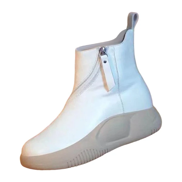 Stylish Maxbell Comfortable Short Boots Women Shoes Ankle Boots with Zipper for Women Gifts White Color 5 High-End