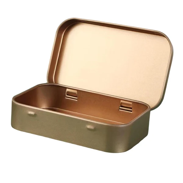 Natural Maxbell Card Storage Box Iron Fittings Container Empty for Jewelry Gadget Champagne with Hinge Breathable