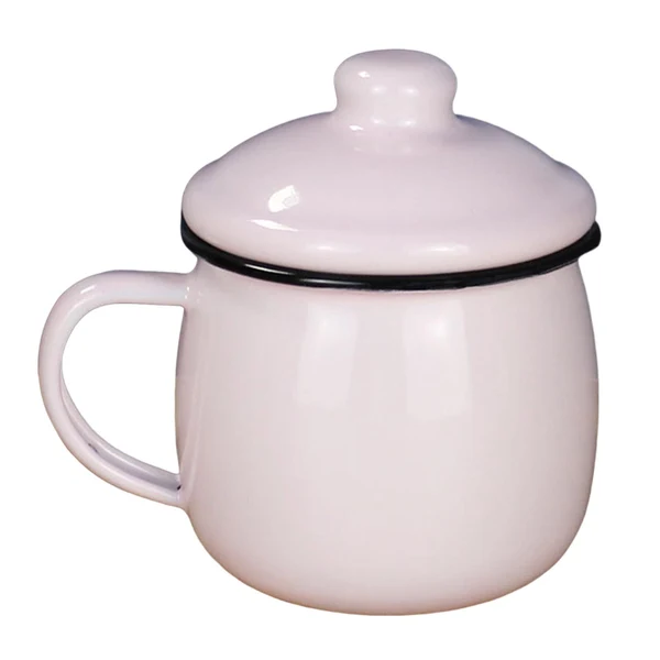 Soft Maxbell Enamel Drinking Mug Tea Cup Juice Cup for Office Kitchen Picnic Pink Detailed