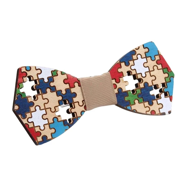 Convenient Maxbell Wood Bow Tie Decoration Men Fashion for Birthday Festival Wedding Color Puzzle Environmentally Friendly