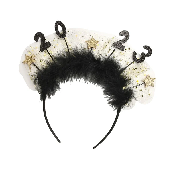 Consistent Maxbell 2023 New Year Headband Creative Headpiece Glitter Hair Band for Unisex Aureate Premium Material