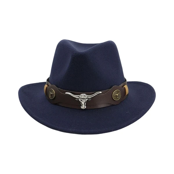 Professional Maxbell Casual Cowboy Hat Wide Brim Props Lightweight for Women Men Adults Holidays Navy Blue Quality