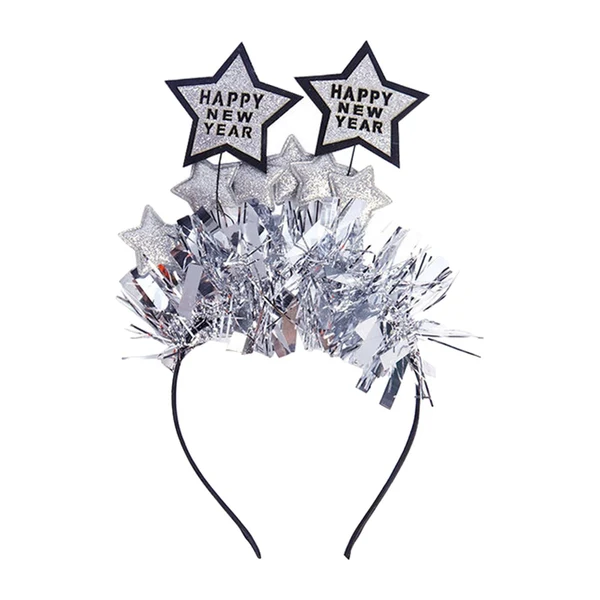Fine Crafted Maxbell Happy New Year Headband Creative Hair Hoop for Halloween Dress up Women Man Argent Genuine