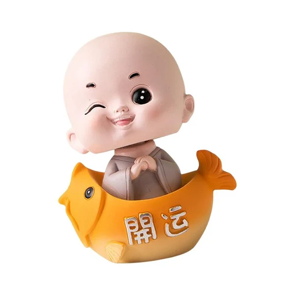 Natural Maxbell Little Monk Ornament Statue for Living Room Auto Interior Accessories Style C Proven