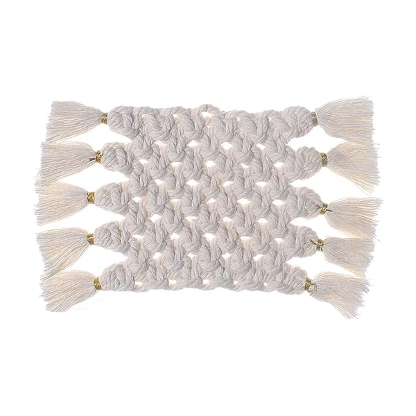 Original Design Maxbell Hand Woven Coasters Cup Pad Mats with Tassels Heat Resistant Macrame Wedding Casual