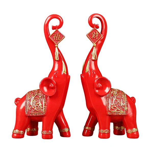 Fast Maxbell Elephant Statues Sculpture for Home Decoration Housewarming Gifts Red Advanced