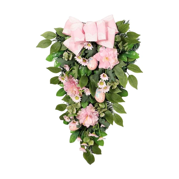 High-Quality Maxbell Artificial Easter Teardrop Wreath Wall Hanging Swag for Party Garden Decor Long-Lasting