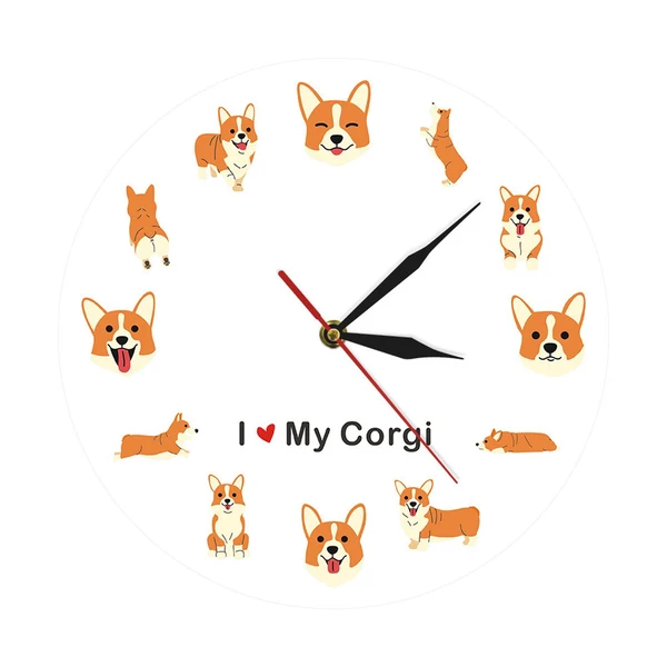 User-Friendly Hanging Wall Clock Home Decor Corgi Theme for Dining Room Living Room Office Healthy