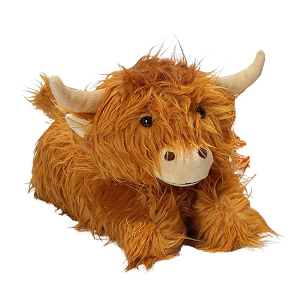 Excellent Maxbell Adorable Women Cow Plush Slippers Anti Skid Floor Shoes for Girls Festivals Brown 26cm Detailed