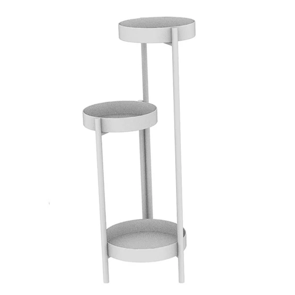 Practical Maxbell 3 Tier Metal Plant Stand Corner Flower Pot Shelf for Entryway Office Porch White Natural