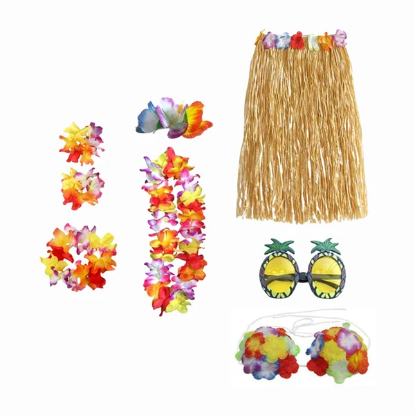 Healthy Maxbell hawaiian Skirt Costume Set Fancy Dress Luau National Dress Cosplay 60cm Brown Enhanced