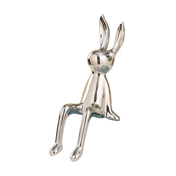 Powerful Maxbell Modern Ceramic Rabbit Statue Artwork Electroplated Ornament Bunny Figurine Argent Crafted