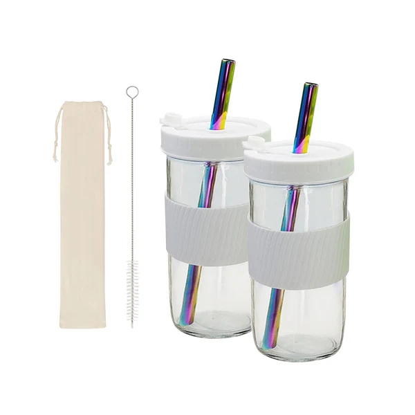 Consistent Maxbell Reusable Water Cup Set Drinking Large Capacity 24oz Juice Travel Jar White Prestigious