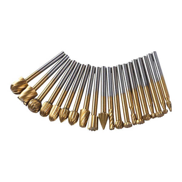 Official Maxbell 20Pcs Rotary Drill Set Rasp Drill for Carving Steel and Wood Working DIY Gold Powerful