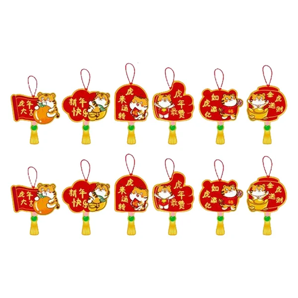 Crafted Maxbell 12 Pieces Chinese New Year Decorations Pendants for Party Office Bonsai Style C Comfortable
