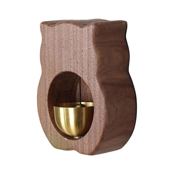 Unique Maxbell Wood Shopkeepers Bell Cat Shape Door Opening Creative Gift for Shop Gate Deep Brown Comfortable