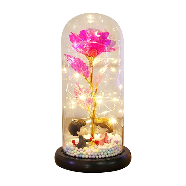 Breathable Maxbell Luxury Artificial Flower with Glass Cover Handmade for Mom Women Wife Decor Rose Red Advanced