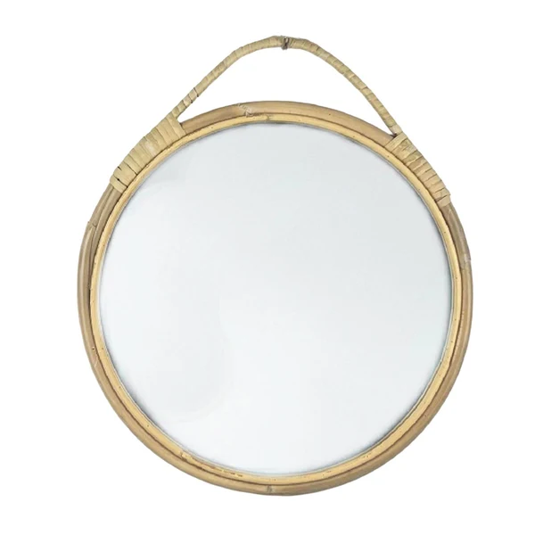Specialty Maxbell Round Wall Mirror Rattan Frame 11'' Round for Living Room Bathroom Bedroom Professional
