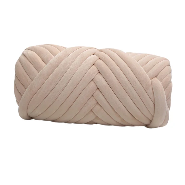 Healthy Maxbell 1kg Velvet Chunky Yarn Arm Knitting Rug Making Hand Knit Pet Bed Crocheting Beige Advanced