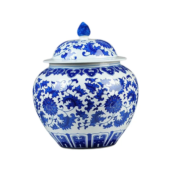 Functional Maxbell Ceramic Flower Vase Temple Jar Storage Home Decoration Porcelain Ginger Jar Flower Casual