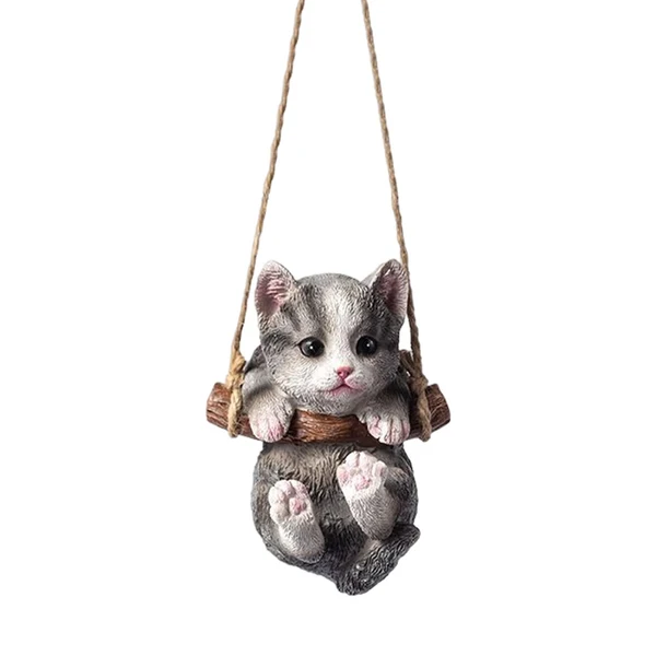 Efficient Maxbell Maxbell Hanging Swing Cat Statue Garden Figurine Pendant Decorative for Bedroom Home Gray Stylish